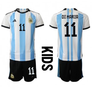 Argentina Angel Di Maria #11 Replica Home Stadium Kit for Kids World Cup 2022 Short Sleeve (+ pants)